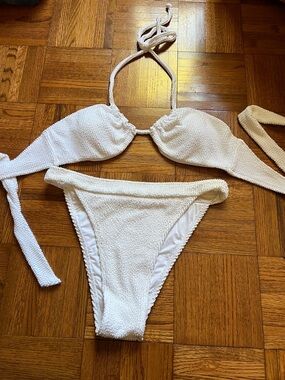 Somerfield Swim White Textured Halter Bikini Set
